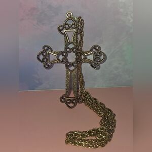 Antique Gold Cross Necklace